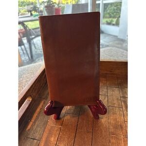 LAND Leather Long  travel Bifold Wallet Brown ID Window Card Slots vintage GUC